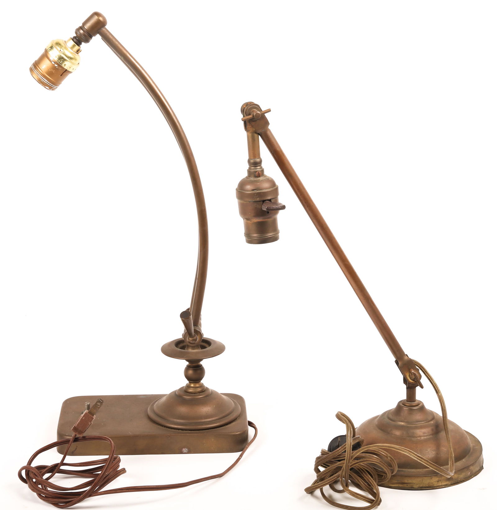 EARLY 20TH C. ARTICULATED BRASS TABLE LAMPS LOT OF 2 (1 of 7)