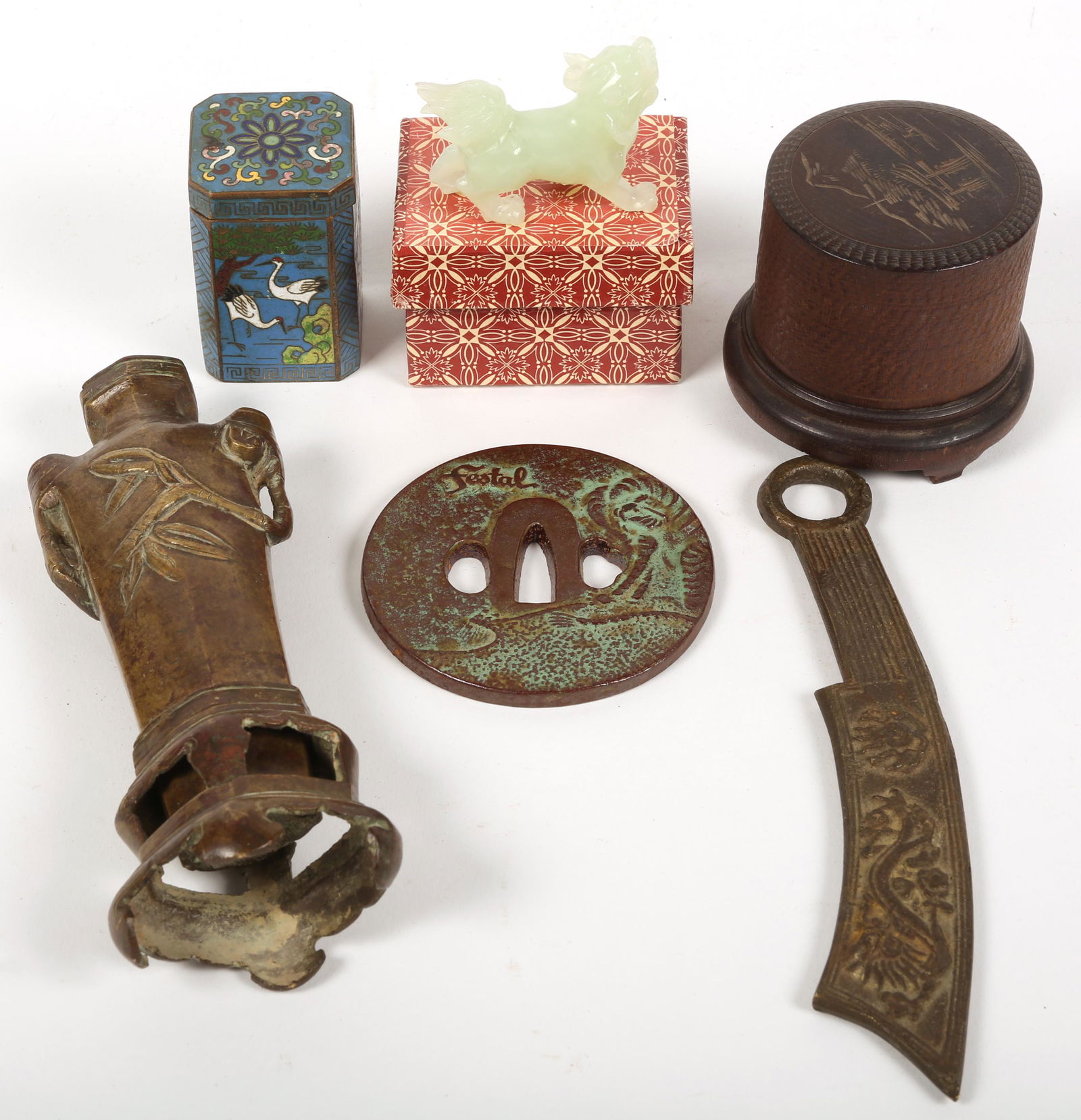 FOO DOG, TSUBA, DRAGON PAPERWEIGHT & CLOISONNE (1 of 7)