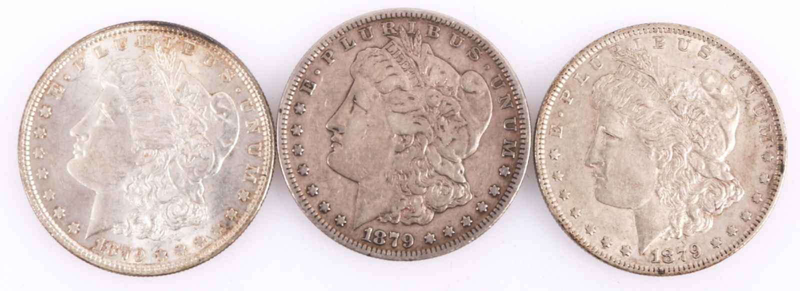 1879 P S O MORGAN SILVER DOLLARS - LOT OF 3 (1 of 2)