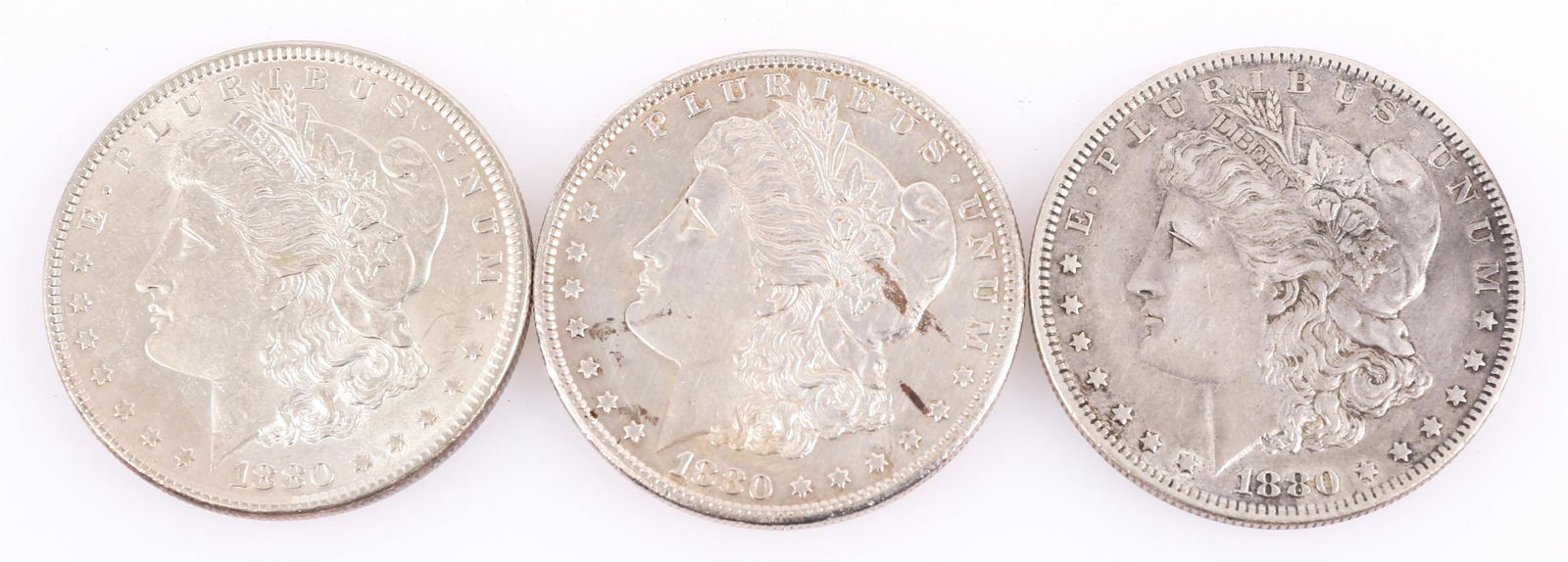 1880 P S O MORGAN SILVER DOLLARS - LOT OF 3 (1 of 2)