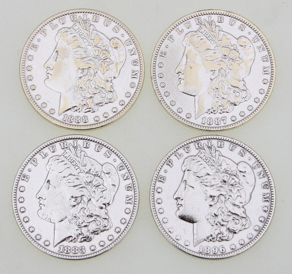 1883-1896 MORGAN SILVER DOLLARS - LOT OF 4 (1 of 2)