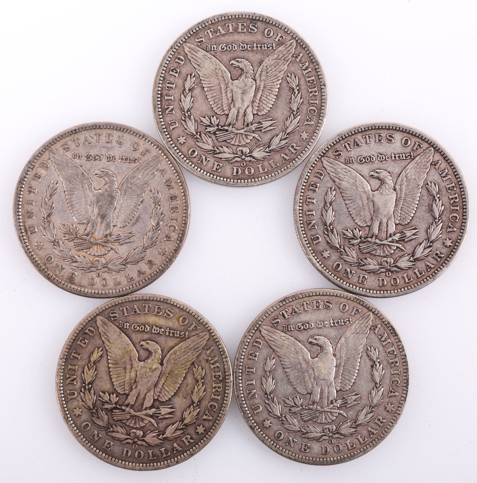 U.S. MORGAN SILVER DOLLARS 1890-1901 LOT OF 5 (1 of 2)