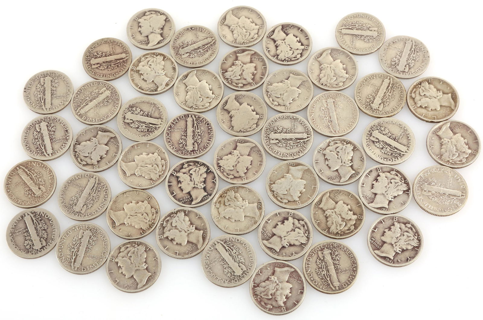 U.S. 90% SILVER MERCURY DIMES - $4.60 FACE VALUE (1 of 1)