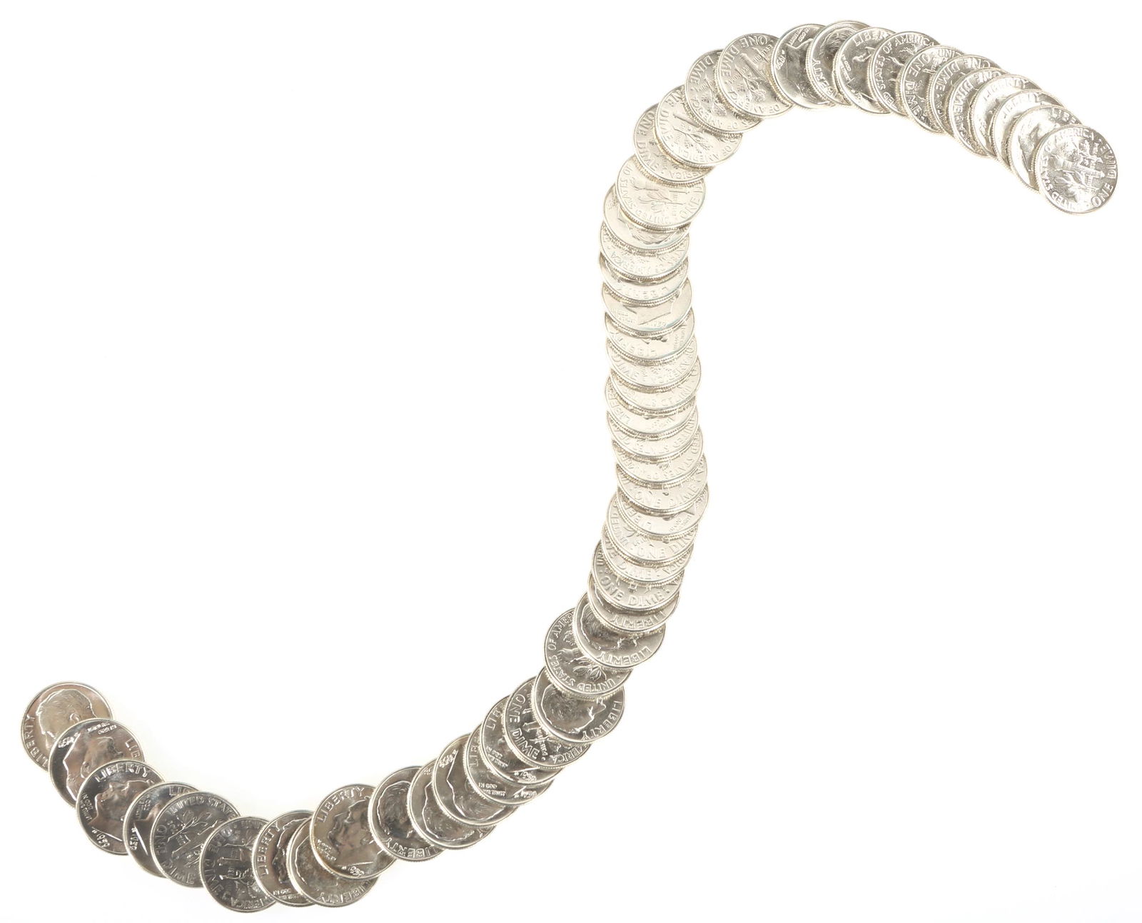 UNCIRCULATED US 90% SILVER DIMES - $5 FACE VALUE (1 of 3)