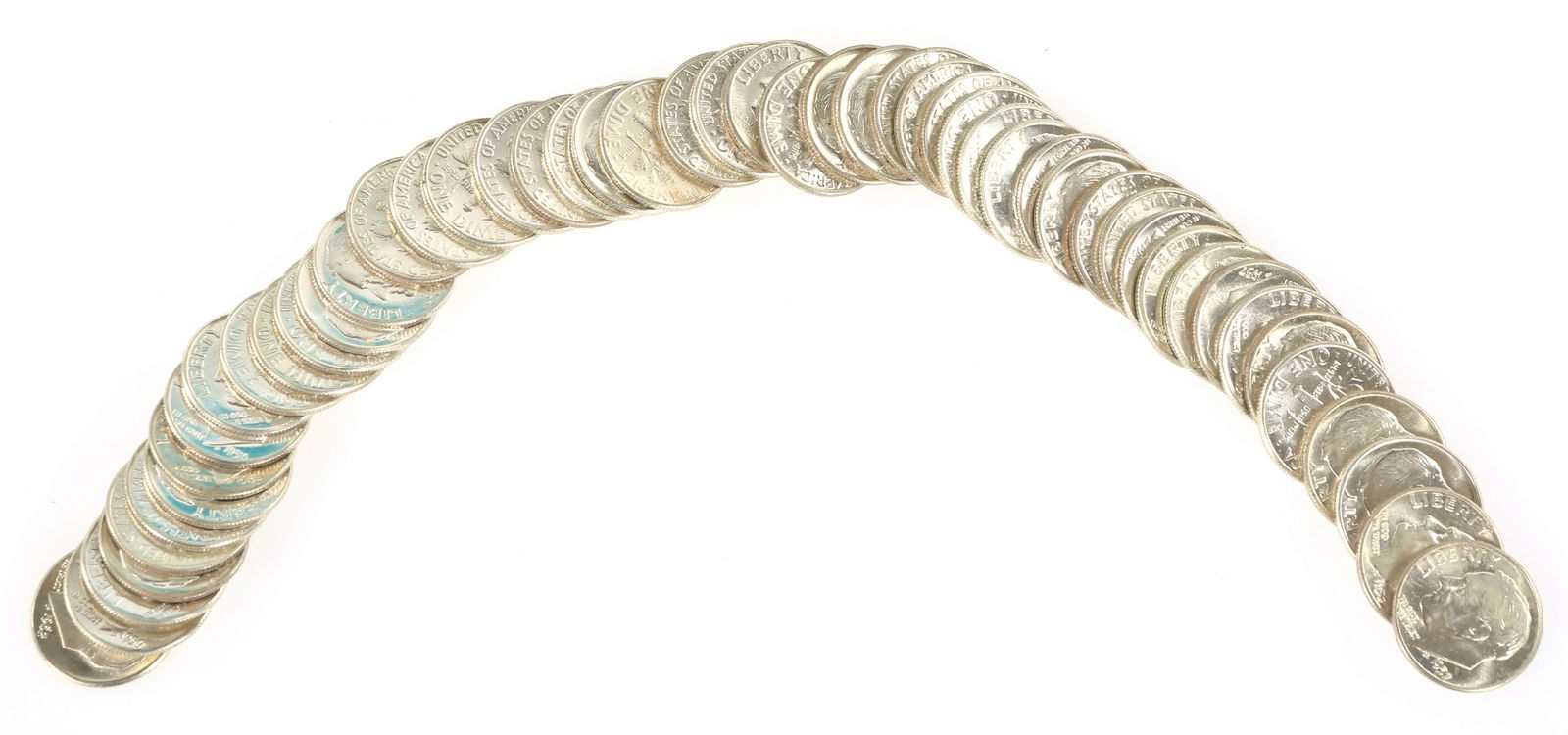 UNCIRCULATED US 90% SILVER DIMES - $5 FACE VALUE (1 of 4)