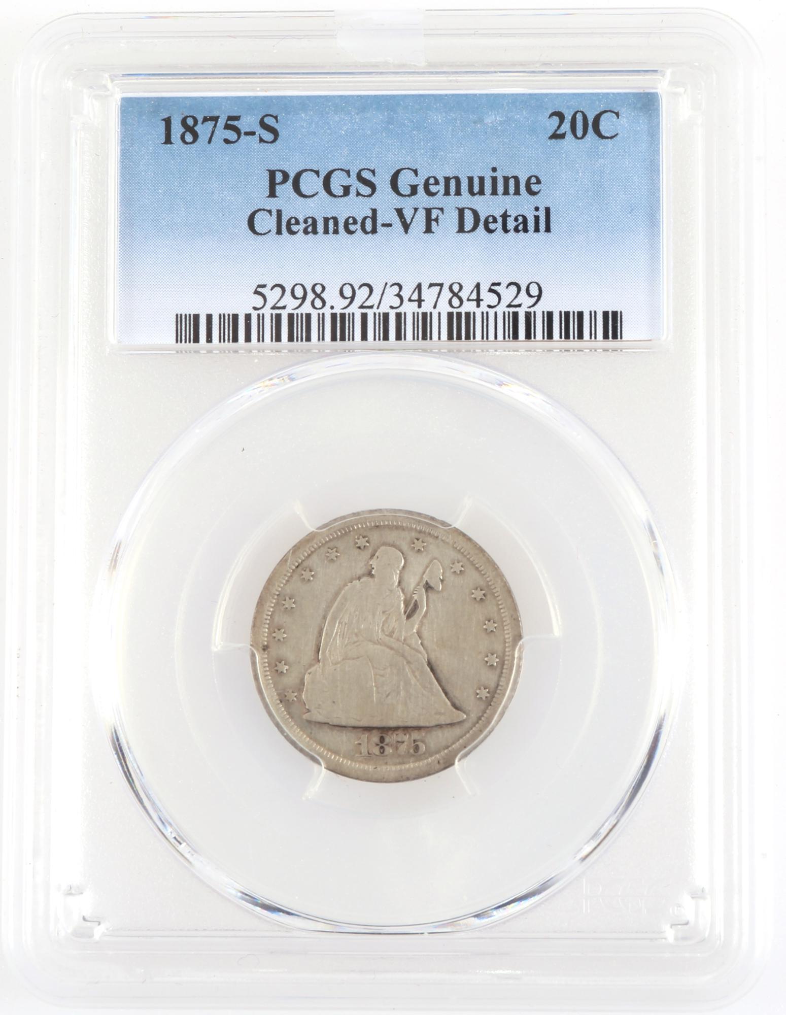 1875-S U.S. TWENTY CENT COIN PCGS CLEANED-VF (1 of 2)