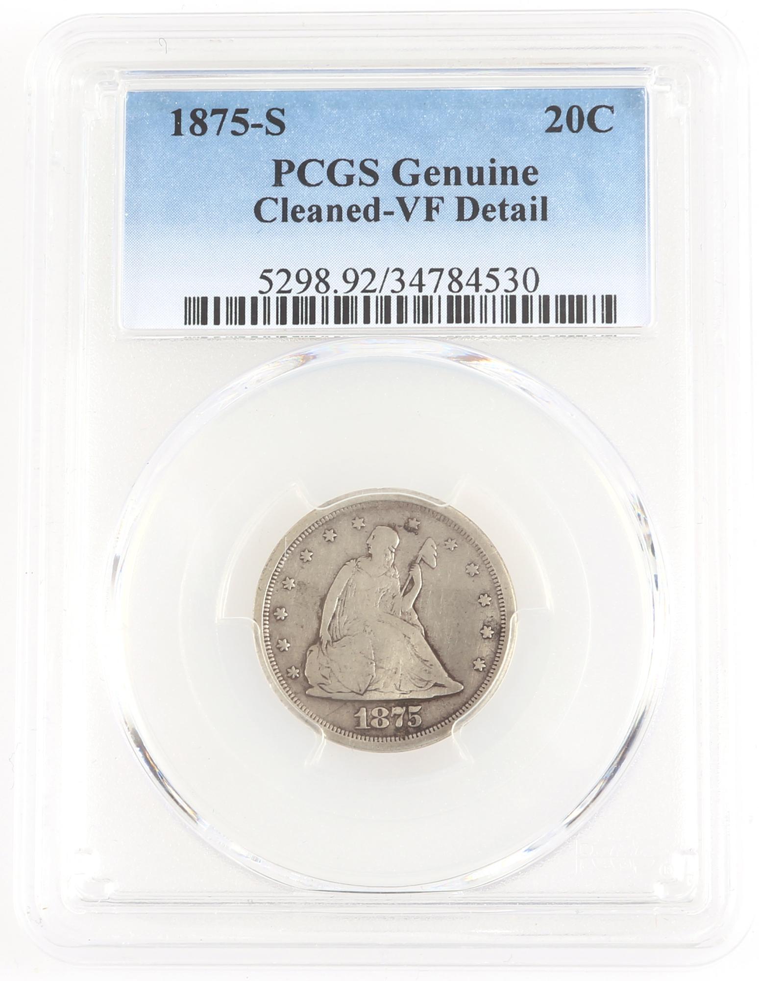 1875-S U.S. TWENTY CENT COIN PCGS CLEANED-VF (1 of 2)