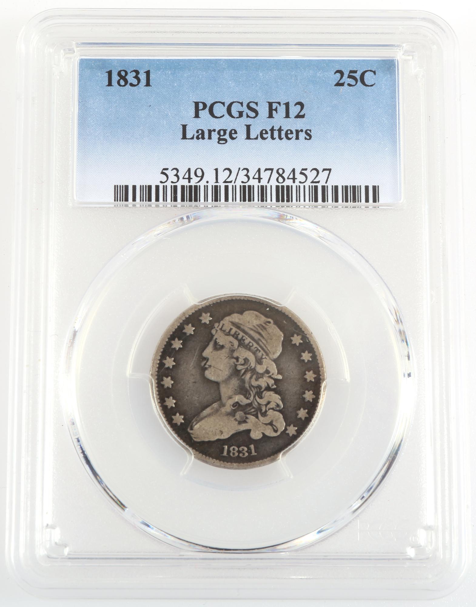 1831 U.S. SILVER QUARTER PCGS F12 LARGE LETTERS (1 of 2)