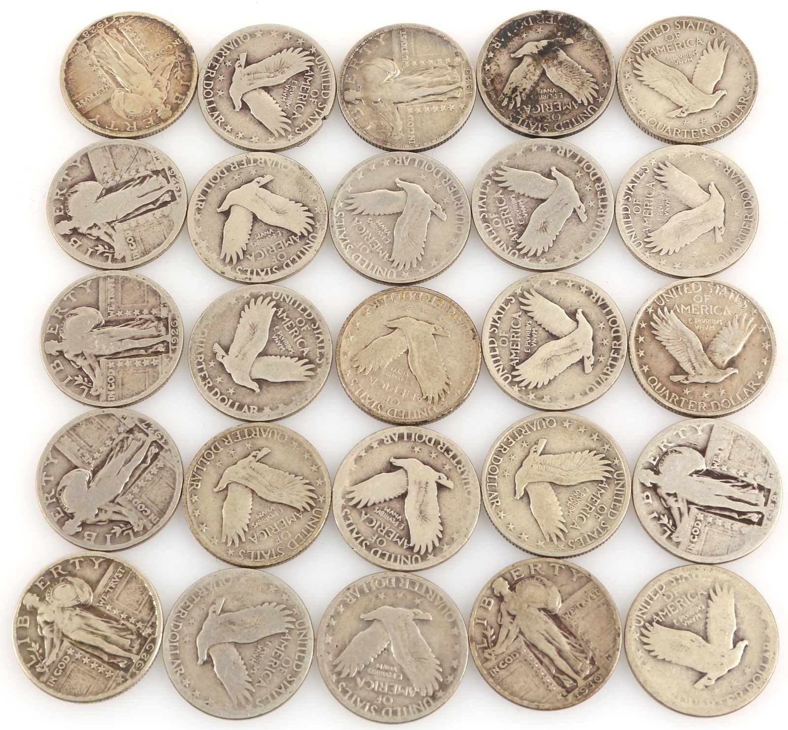 U.S. 90% SILVER STANDING LIBERTY QUARTERS - $6.25 FACE (1 of 1)