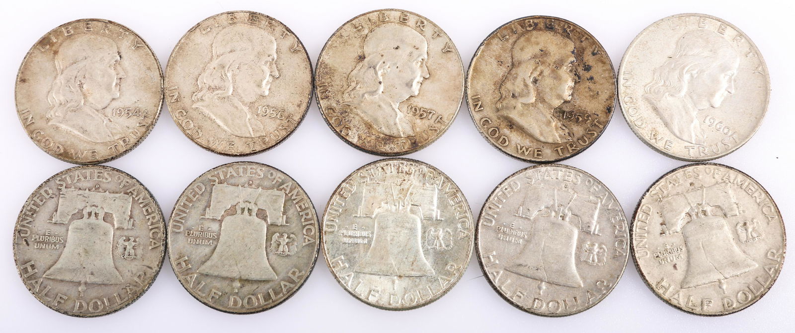 $5.00 FACE VALUE 90% SILVER FRANKLIN HALF DOLLARS (1 of 1)