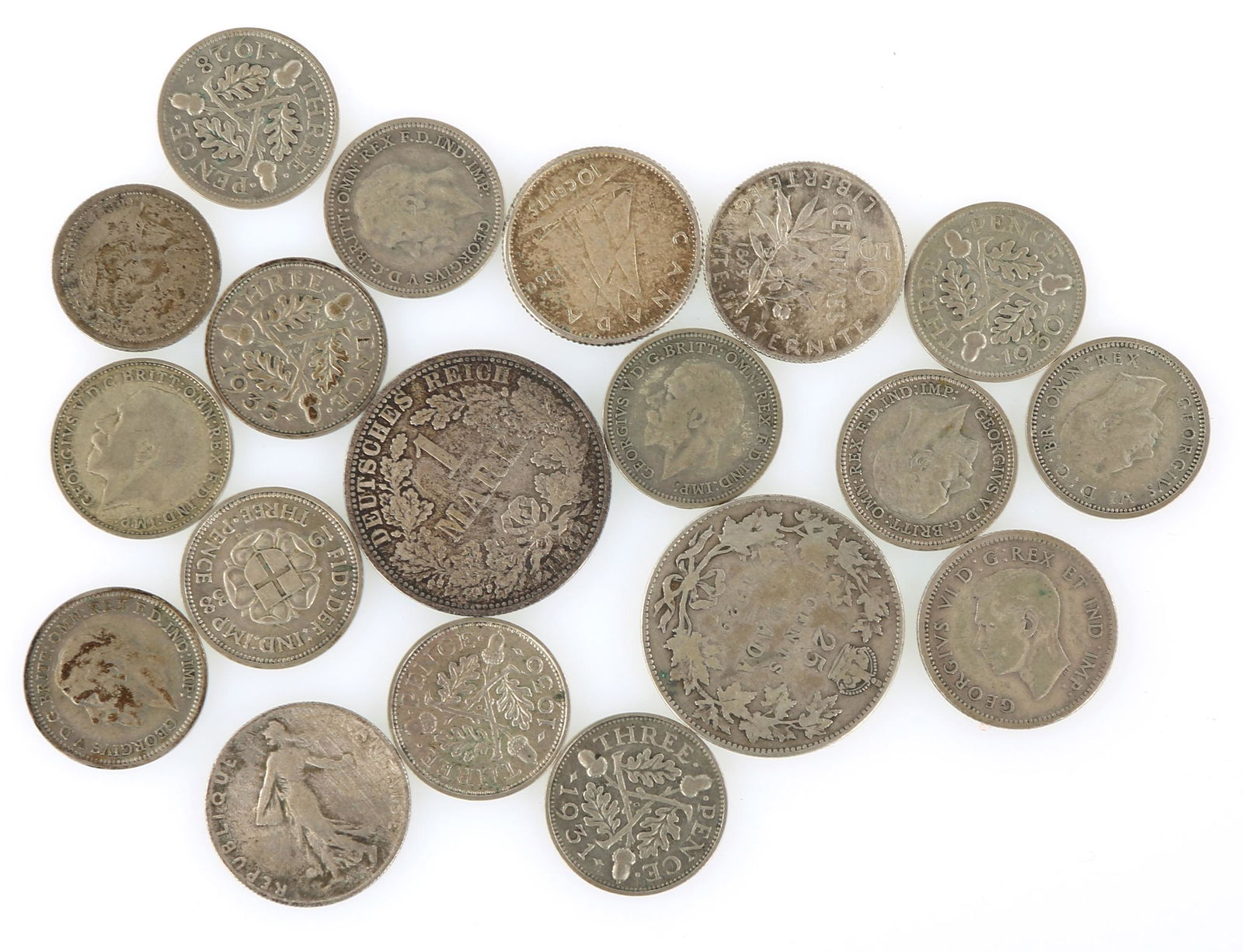MIXED PURITY SILVER WORLD COINS (1 of 3)