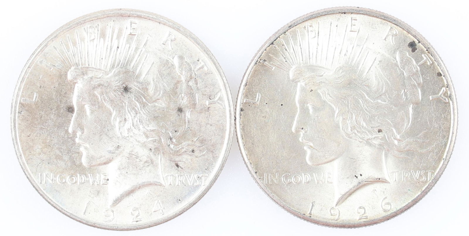 1924-P & 1926-S US SILVER PEACE DOLLAR COINS - LOT OF 2 (1 of 2)