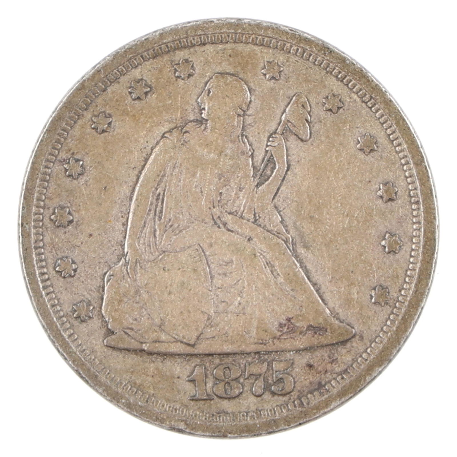 1875-S US SILVER SEATED LIBERTY 20 CENT COIN (1 of 2)