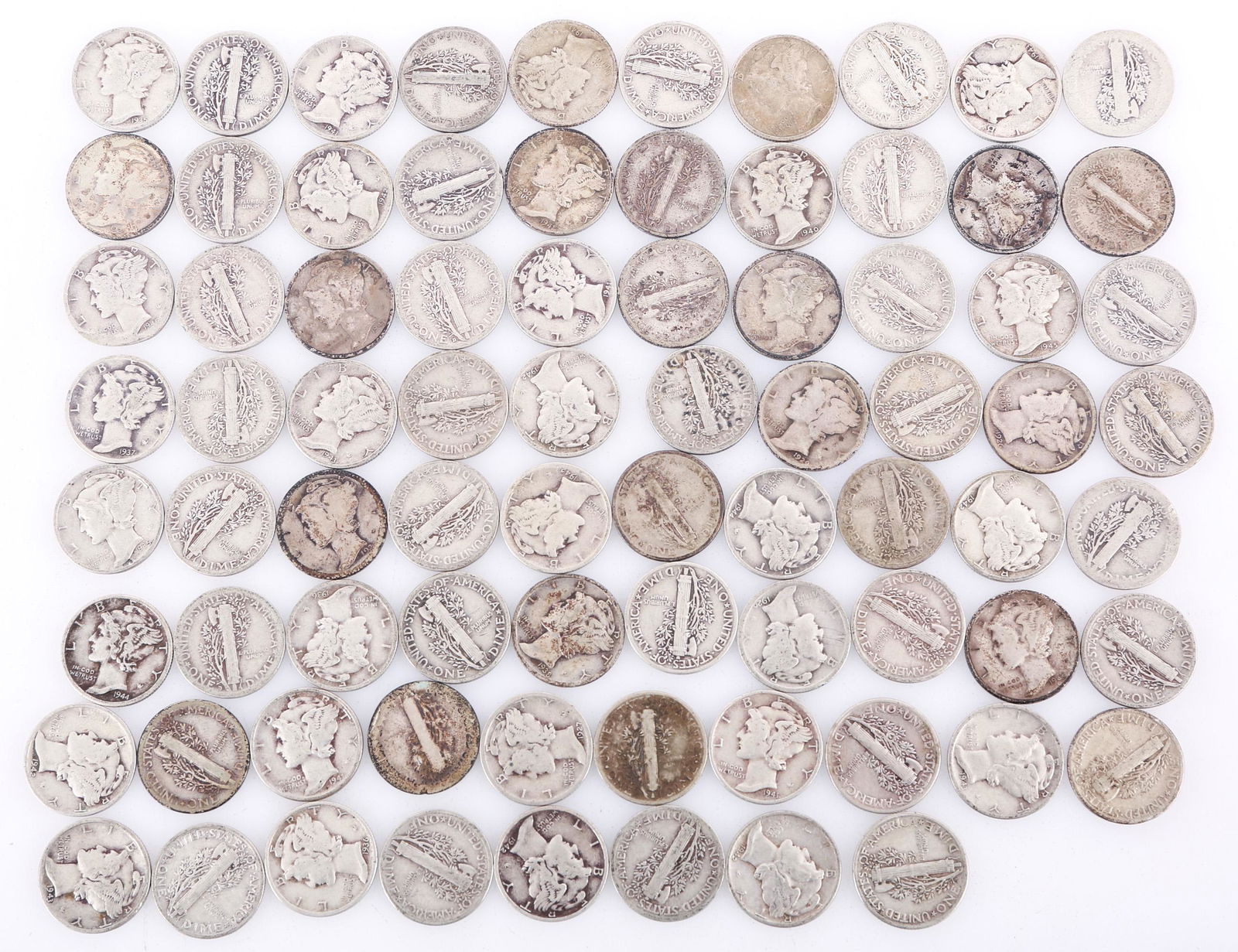 US 90% SILVER MERCURY DIMES - $7.80 FACE VALUE (1 of 5)