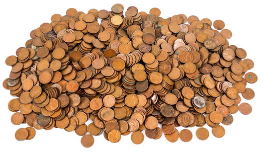 US WHEAT CENT PENNIES - 7.8 LBS: US WHEAT CENT PENNIES - 7.8 LBS United States Wheat cent pennies, unsearched. Weight: 7.8 lbs