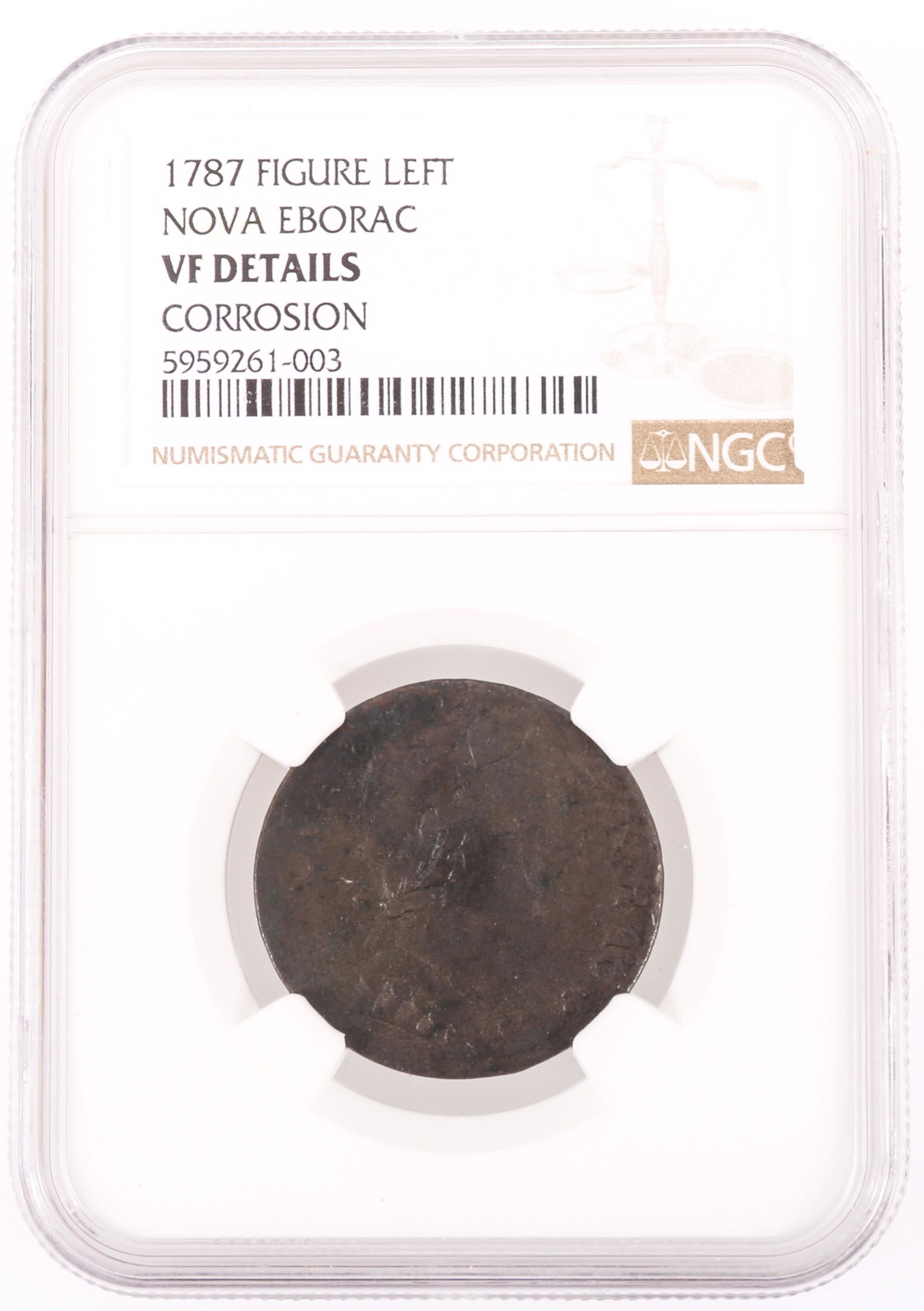 1787 COLONIAL NOVA EBORAC FIGURE LEFT COPPER COIN VF (1 of 2)