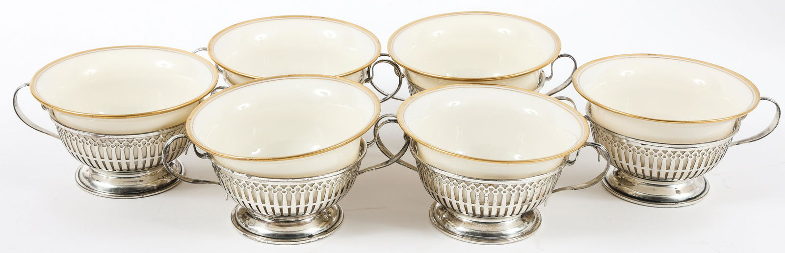 LENOX PORCELAIN TEA CUPS WITH STERLING BASES (1 of 5)