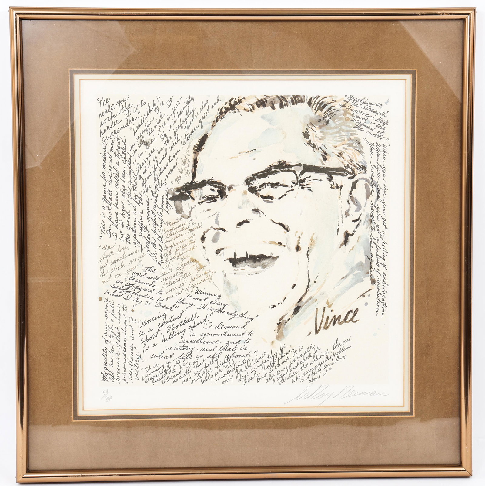 LEROY NEIMAN SIGNED VINCE LOMBARDI FRAMED SERIGRAPH (1 of 5)