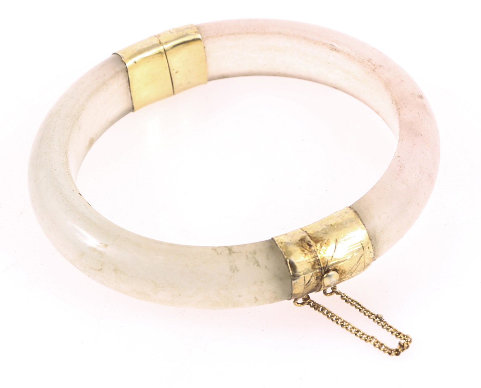 JADE BANGLE BRACELET WITH 14K GOLD FILLED FITTINGS (1 of 3)