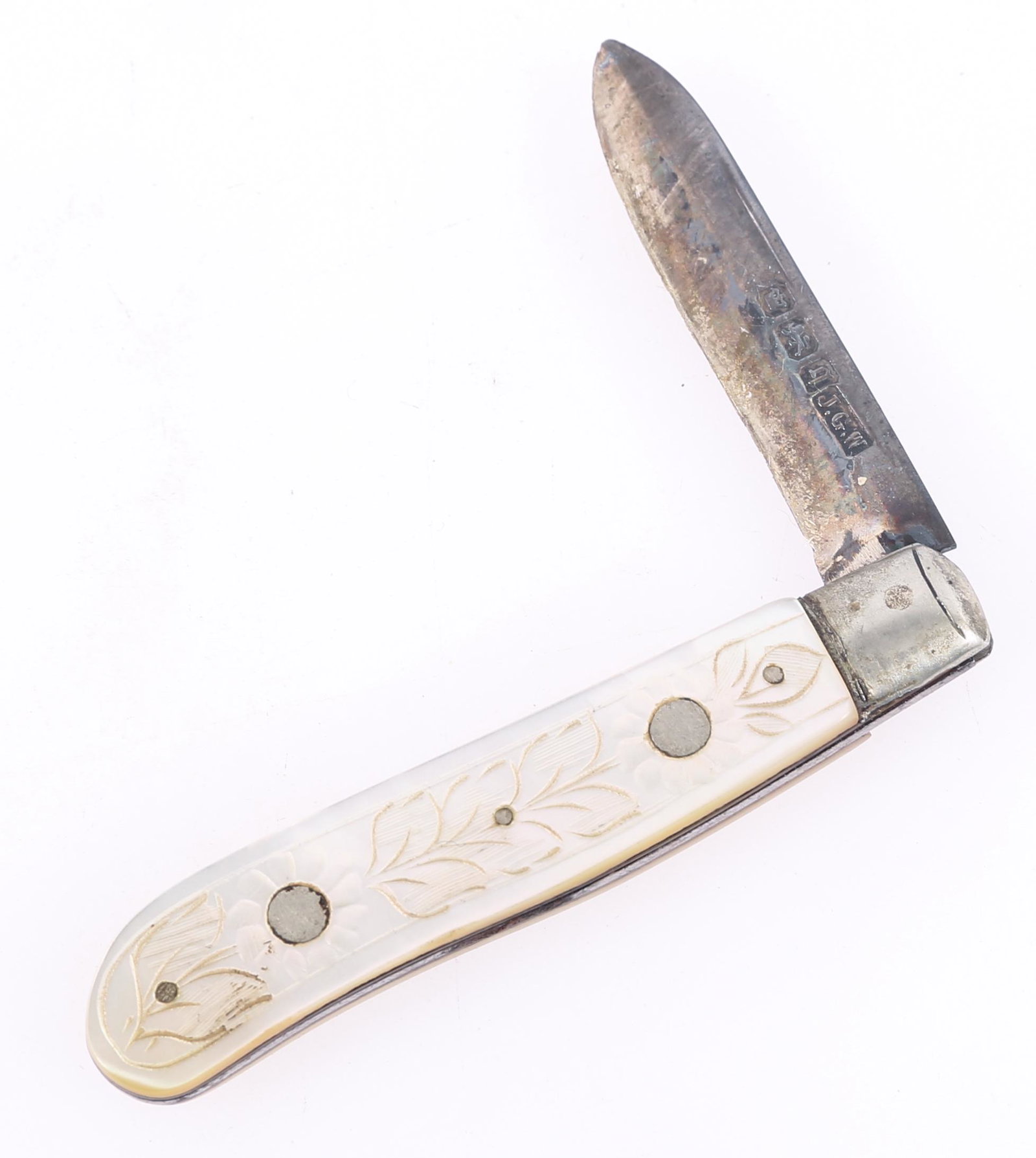 1908 ENGLISH STERLING FOLDING PEN KNIFE MOP HANDLES (1 of 2)
