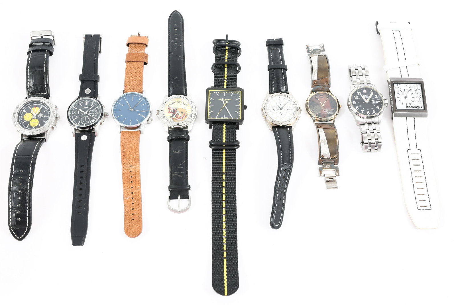 MEN'S WRIST WATCHES DKNY, SUG, STUHRLING & MORE: MEN'S WRIST WATCHES DKNY, SUG, STUHRLING & MORE Men's watches, various styles with brands such as: SUG wenger swiss military stuhrling dkny