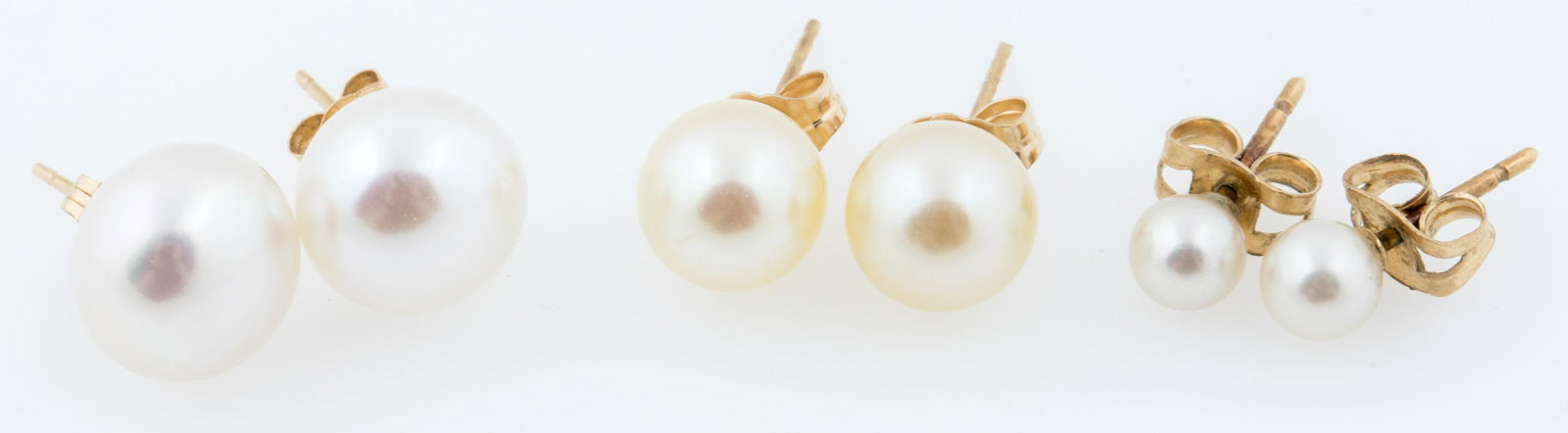 14K YELLOW GOLD PEARL STUD EARRINGS - LOT OF 3 (1 of 4)