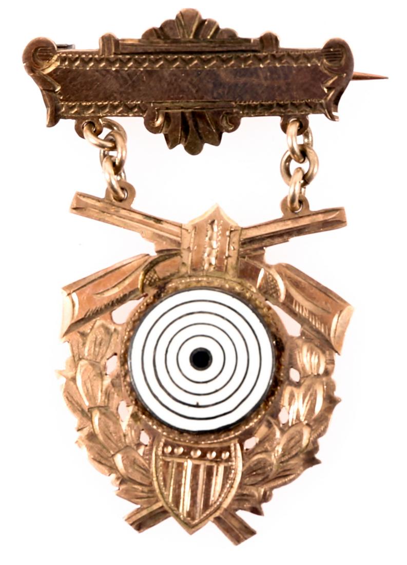 10K YELLOW GOLD MARKSMAN'S BADGE MEDAL (1 of 2)