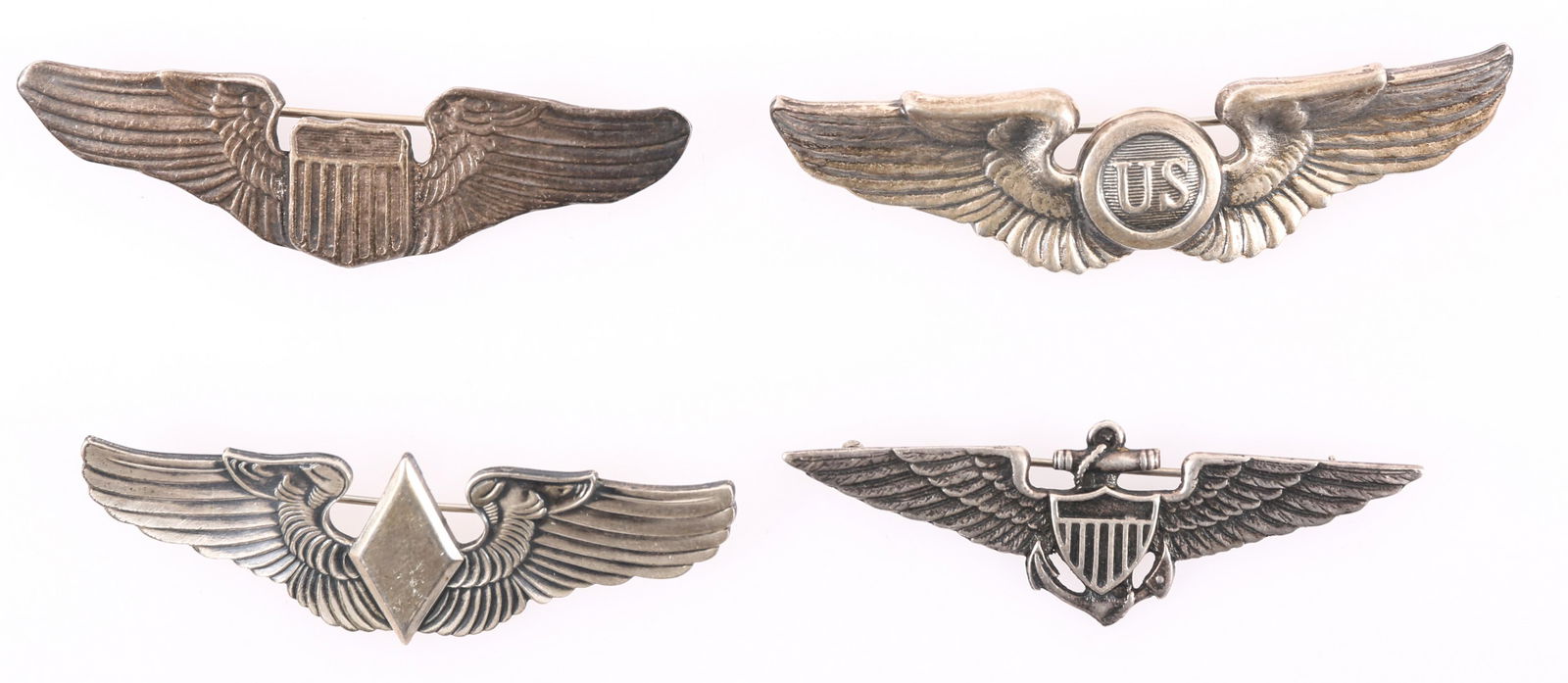 US MILITARY STERLING SILVER WINGS - LOT OF 4 (1 of 2)