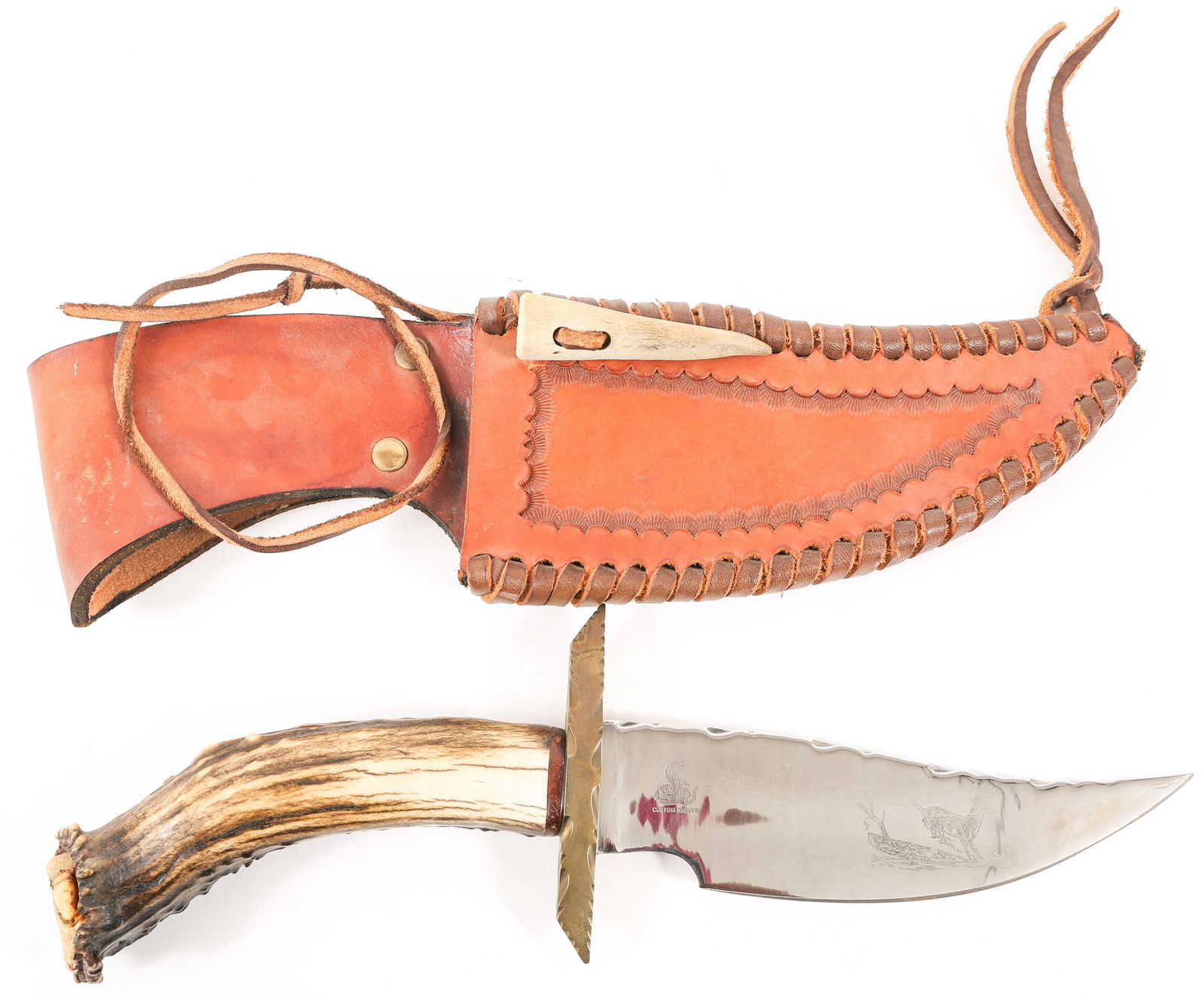 BOB SCHOPP BCS STAG HANDLE FIXED BLADE HUNTING KNIFE (1 of 11)