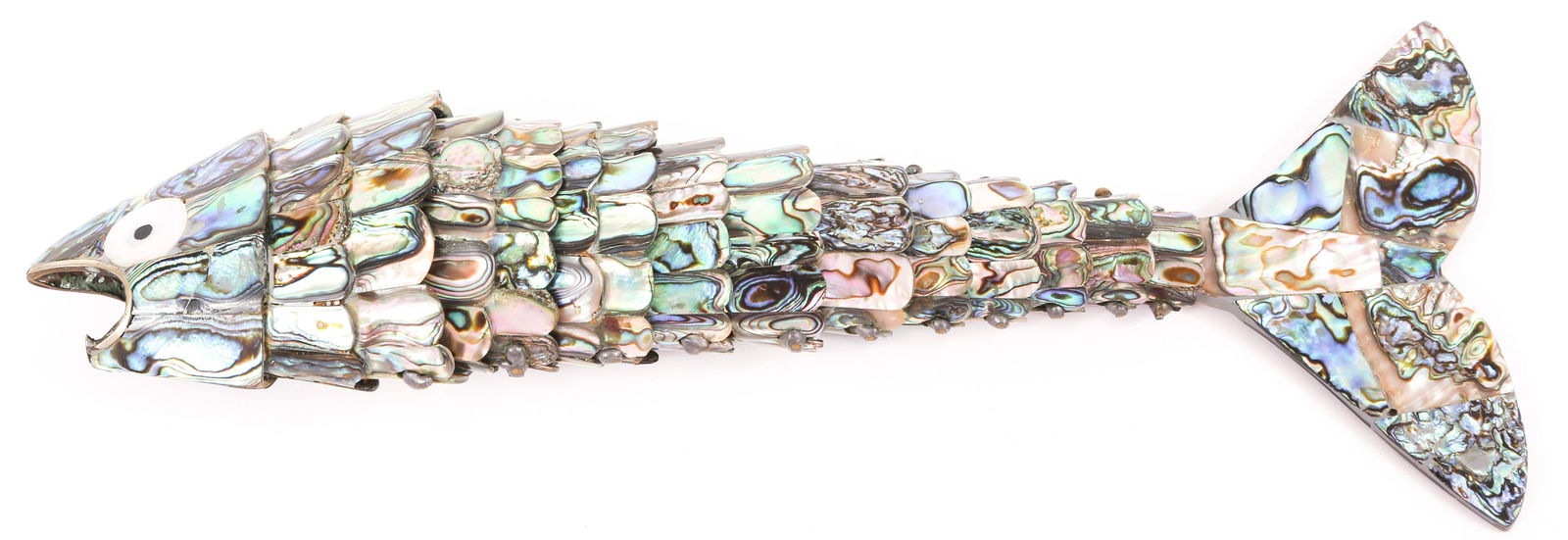 MID 20TH C. ARTICULATED ABALONE FIGURAL BOTTLE OPENER (1 of 7)