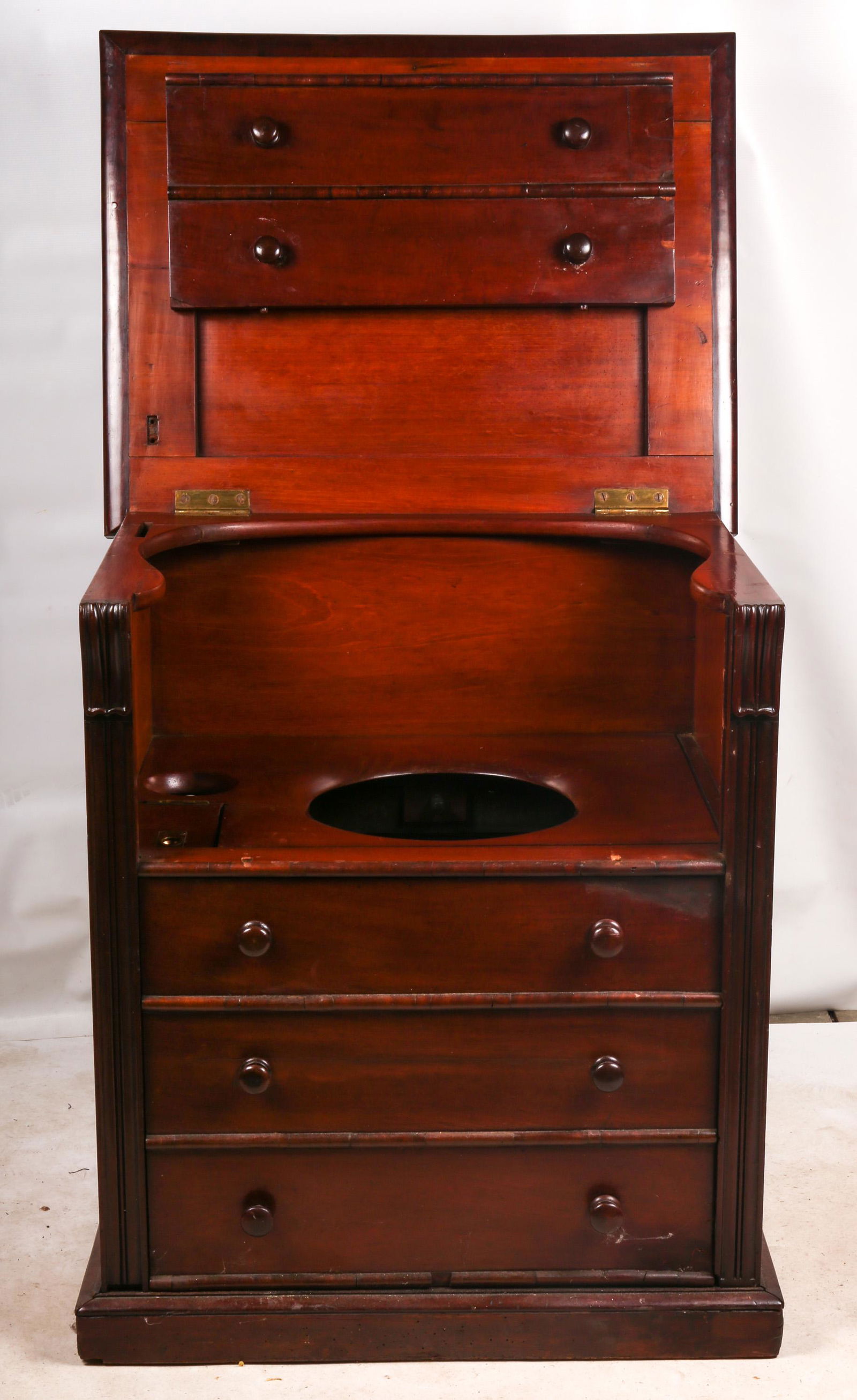 LATE 19TH C. HAND PUMP FLUSHING COMMODE CABINET (1 of 9)