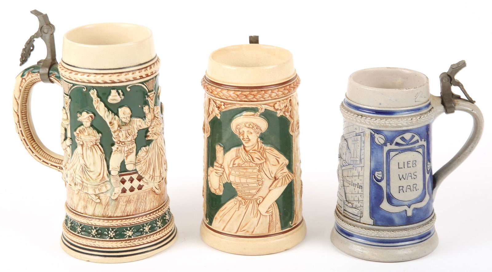 GERMAN CERAMIC STEINS - LOT OF 3 (1 of 6)