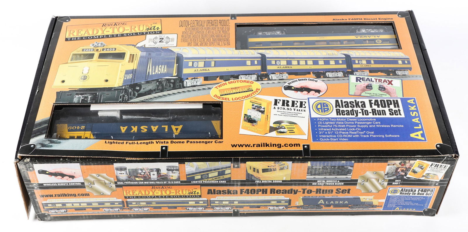RAIL KING O GAUGE MODEL TRAIN ALASKA F40PH SET (1 of 6)