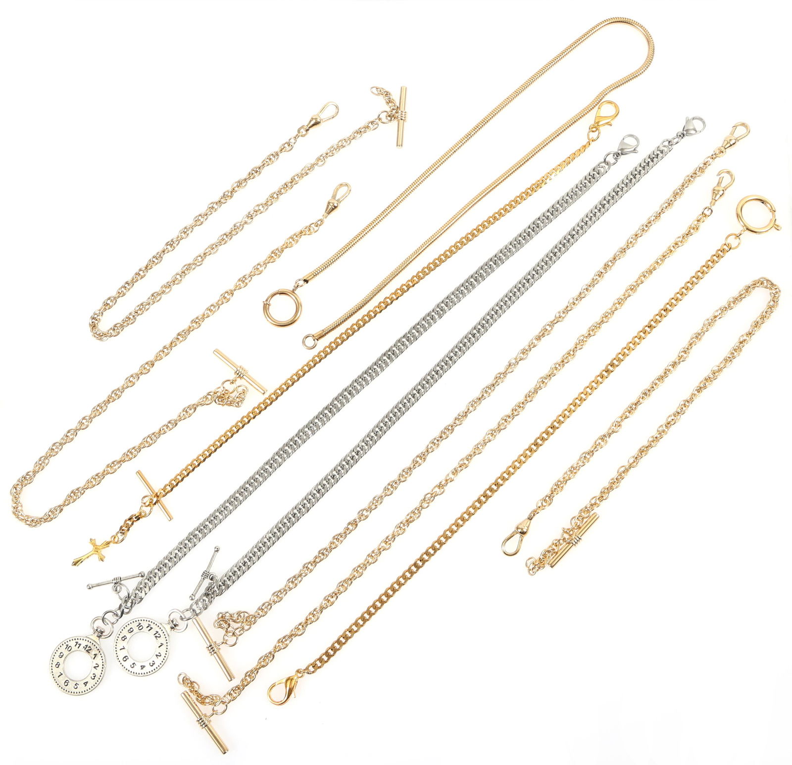 GOLD & SILVER PLATED POCKET WATCH FOBS (1 of 3)