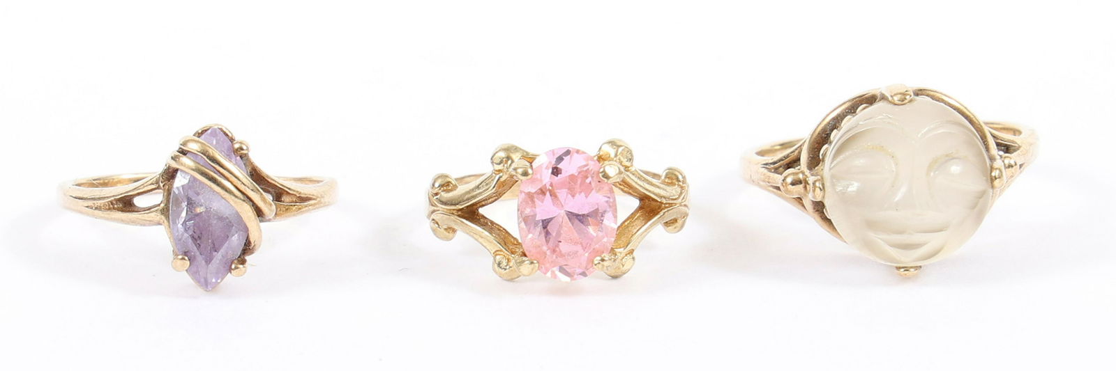 10K YELLOW GOLD CZ & QUARTZ FASHION RINGS (1 of 4)