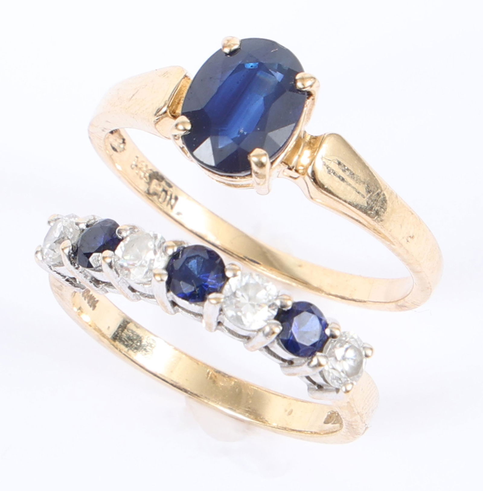14K YELLOW GOLD SAPPHIRE & CZ FASHION RINGS (1 of 5)