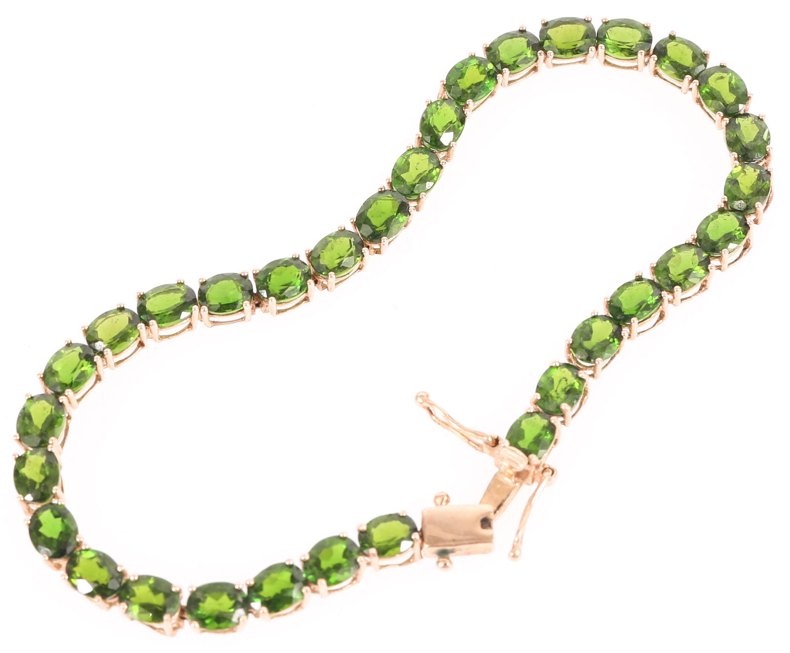 10K YELLOW GOLD TSAVORITE GARNET TENNIS BRACELET (1 of 4)