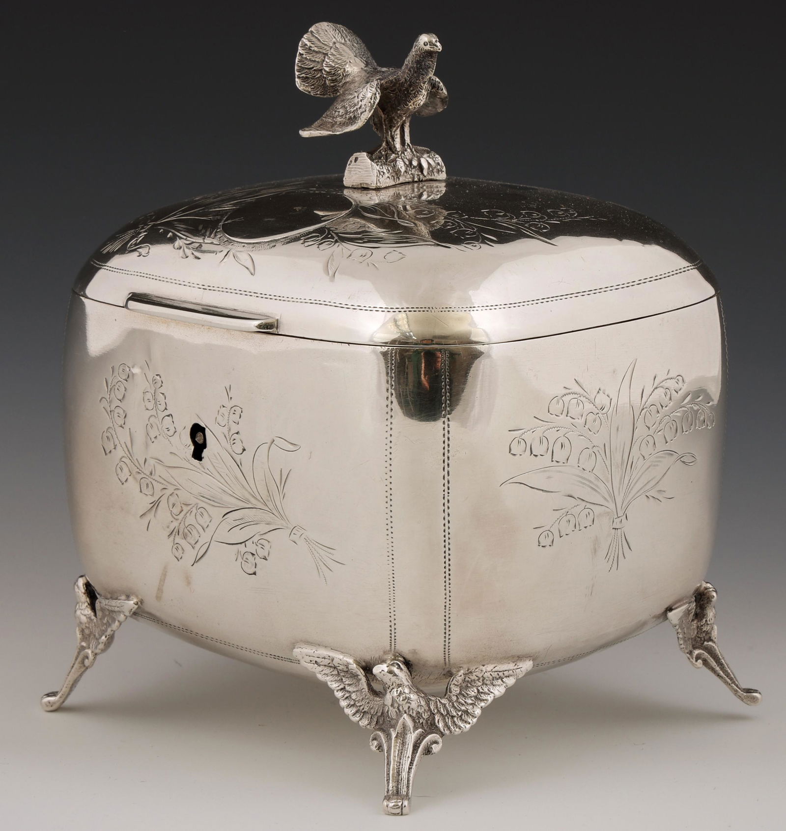 AUSTRIAN .800 SILVER TEA CADDY WITH GROUSE FINIAL (1 of 7)