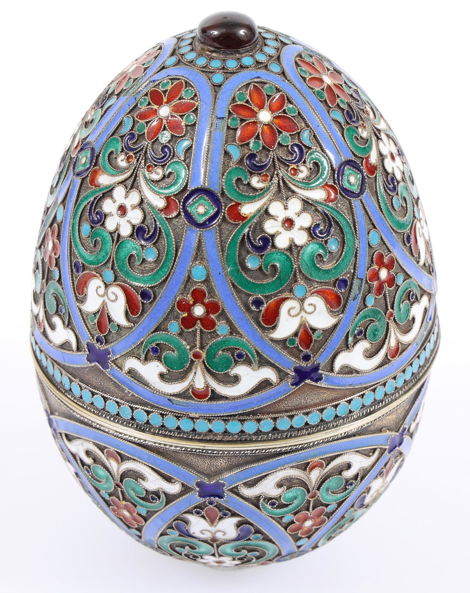 19TH C. RUSSIAN .875 SILVER ENAMEL PAINTED EGG (1 of 7)