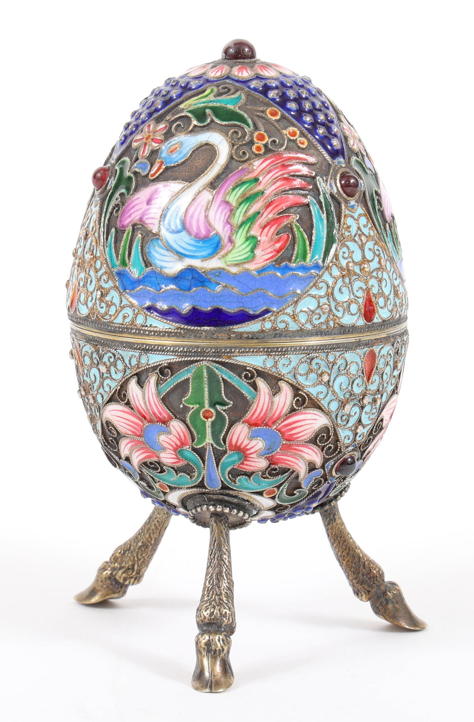 19TH C. RUSSIAN .875 SILVER ENAMEL PAINTED EGG (1 of 6)