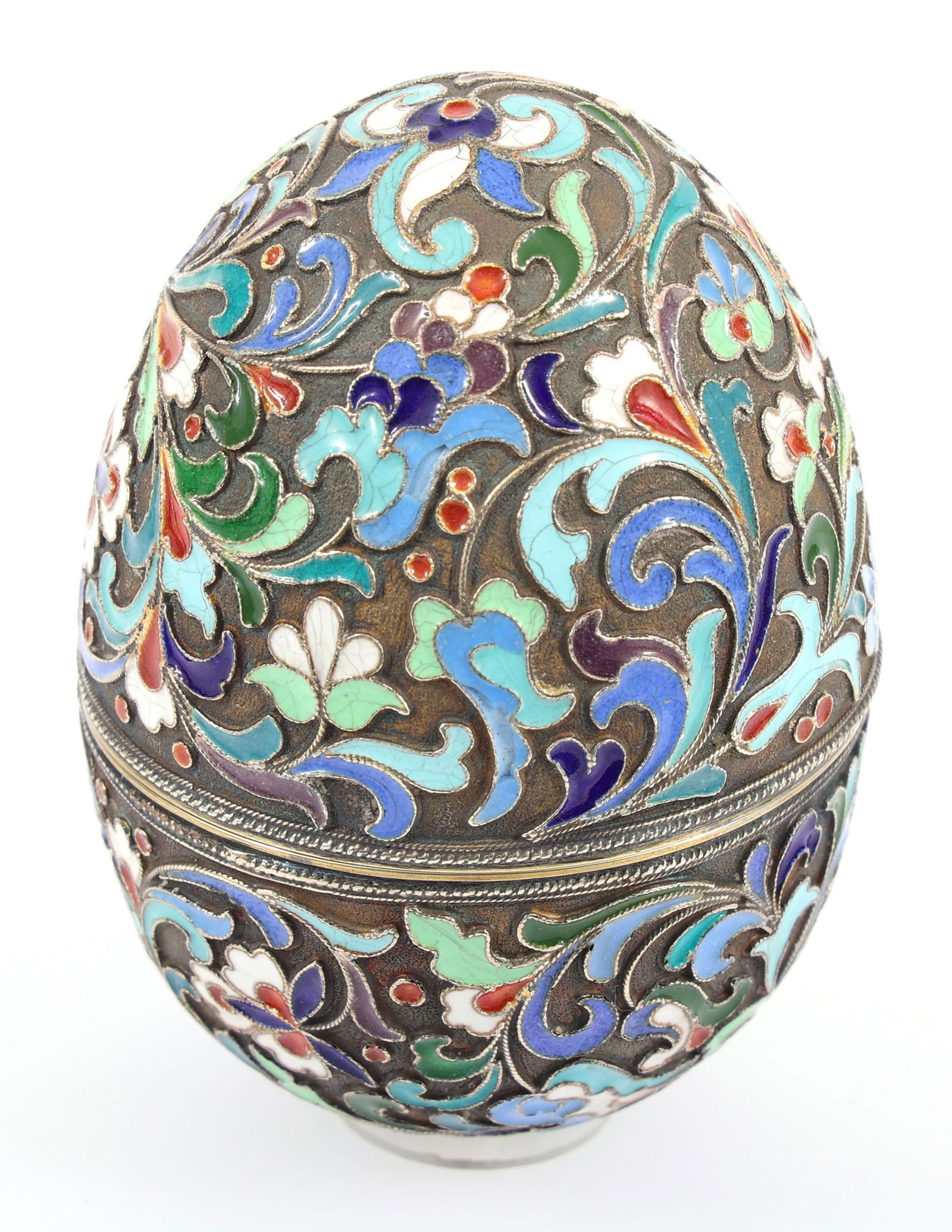 19TH C. RUSSIAN .875 SILVER ENAMEL PAINTED EGG (1 of 5)