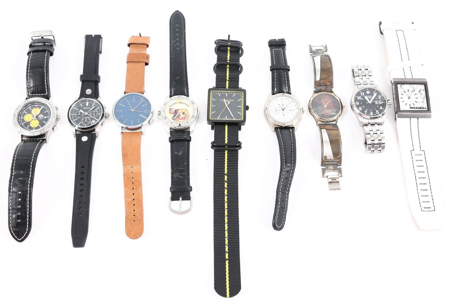 MEN'S WRIST WATCHES DKNY, SUG, STUHRLING & MORE: MEN'S WRIST WATCHES DKNY, SUG, STUHRLING & MORE Men's watches, various styles with brands such as: SUG wenger swiss military stuhrling dkny