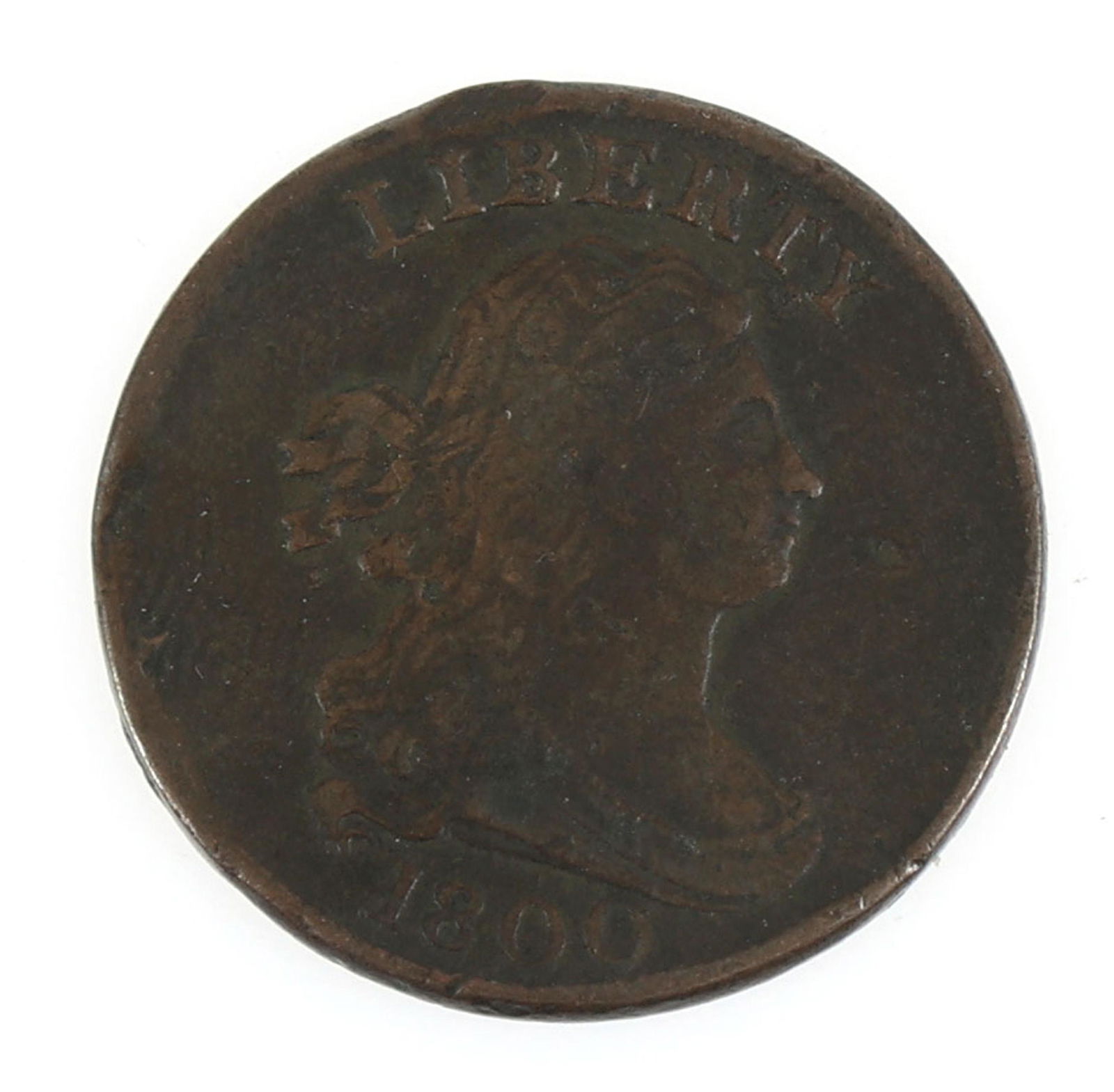1800 US DRAPED BUST HALF CENT COIN (1 of 2)
