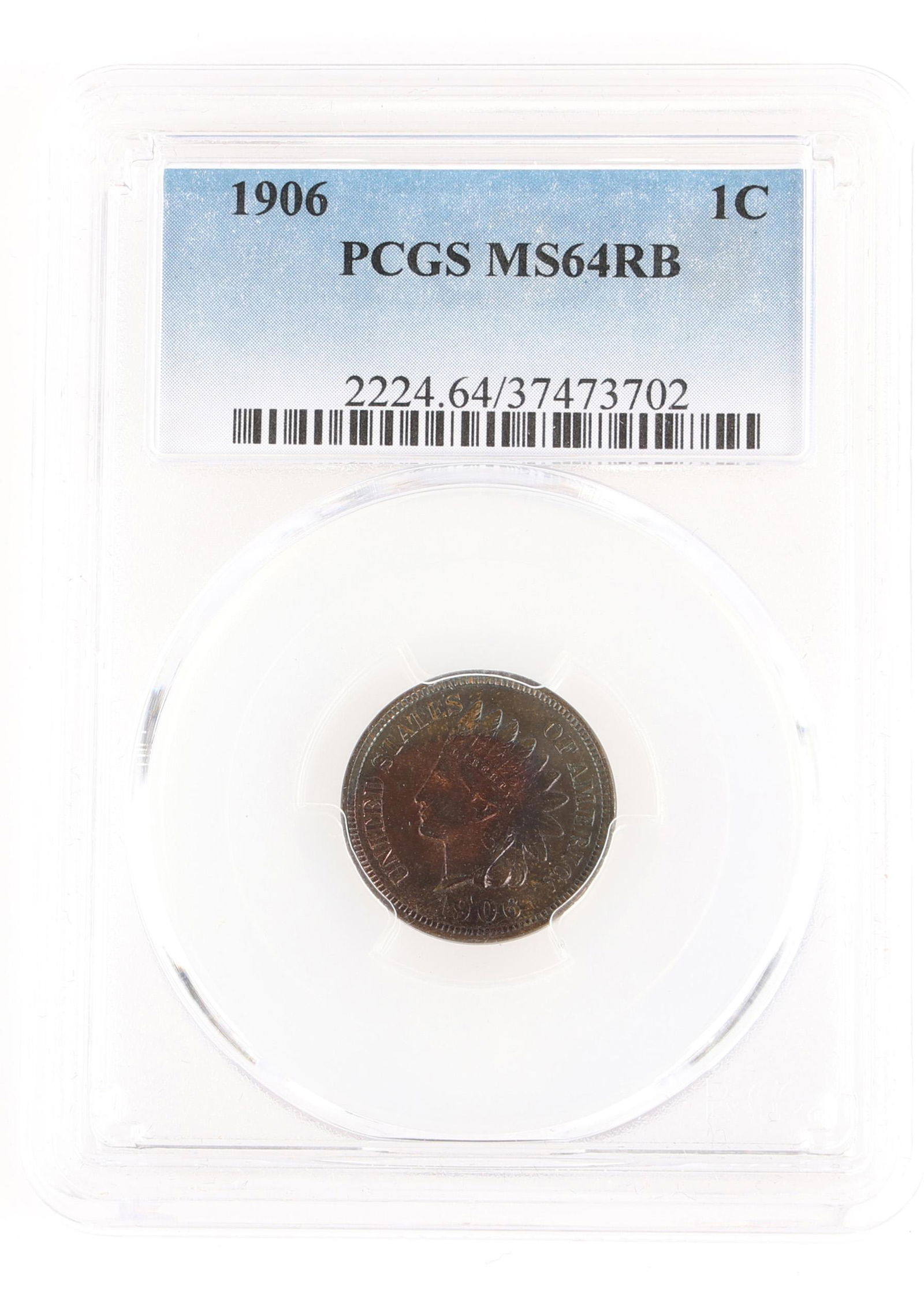 1906 US INDIAN HEAD 1C COIN PCGS MS64RB (1 of 2)