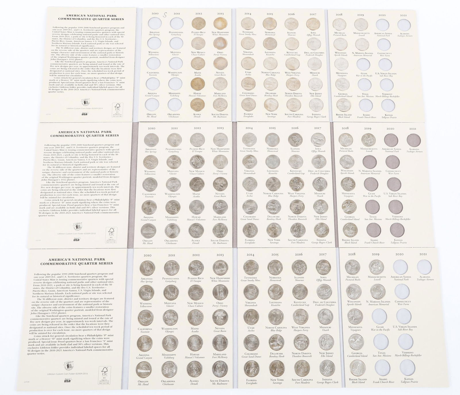 2010-2021 US NATIONAL PARKS COMMEMORATIVE QUARTERS (1 of 2)