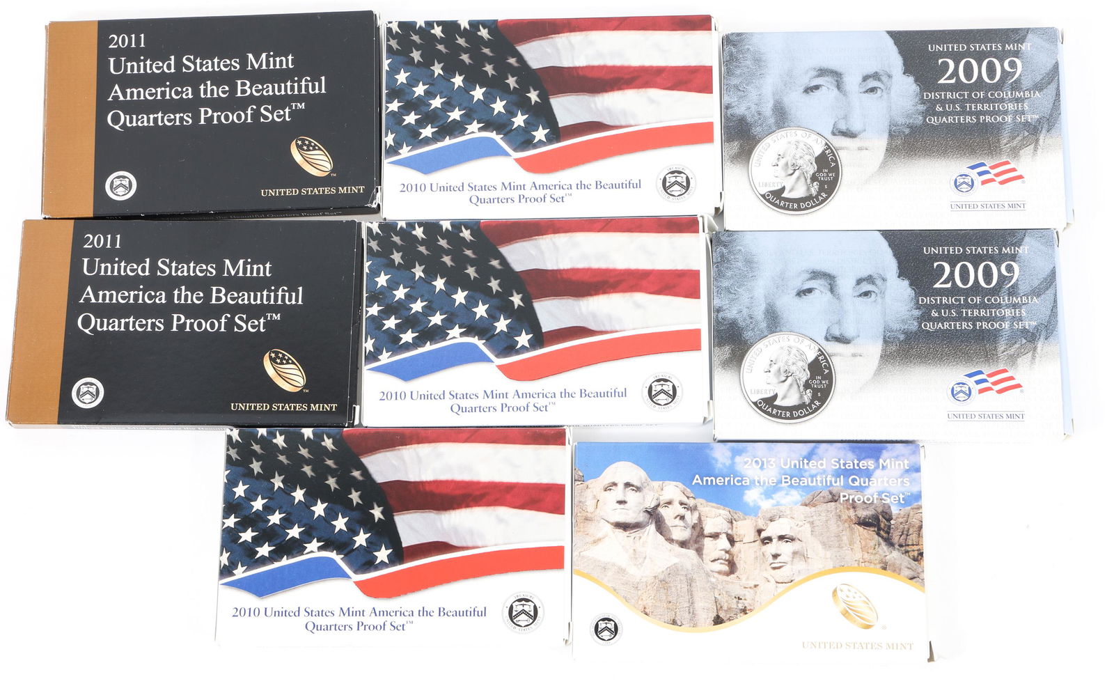 2009-2013 US MINT QUARTER PROOF SETS - LOT OF 8 (1 of 3)