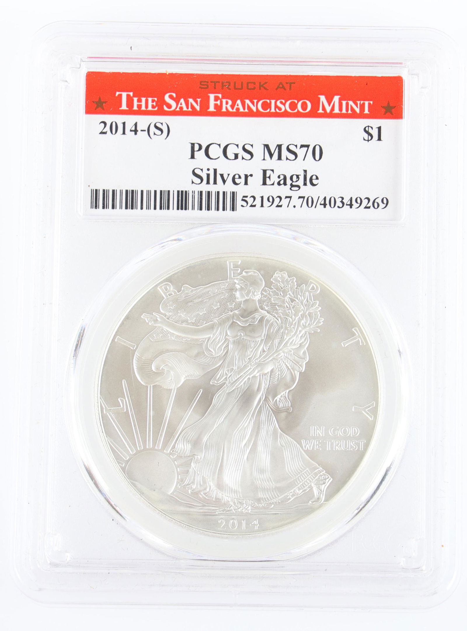 2014-S US 1 OZ. SILVER AMERICAN EAGLE COIN PCGS MS70 (1 of 2)