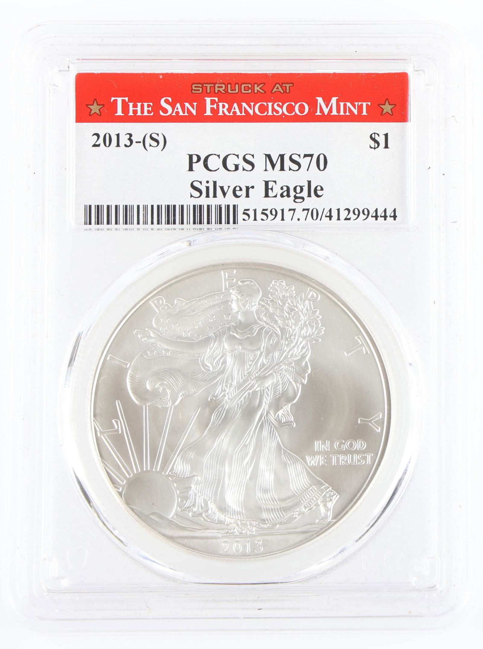2013-S US 1 OZ. SILVER AMERICAN EAGLE COIN PCGS MS70 (1 of 2)