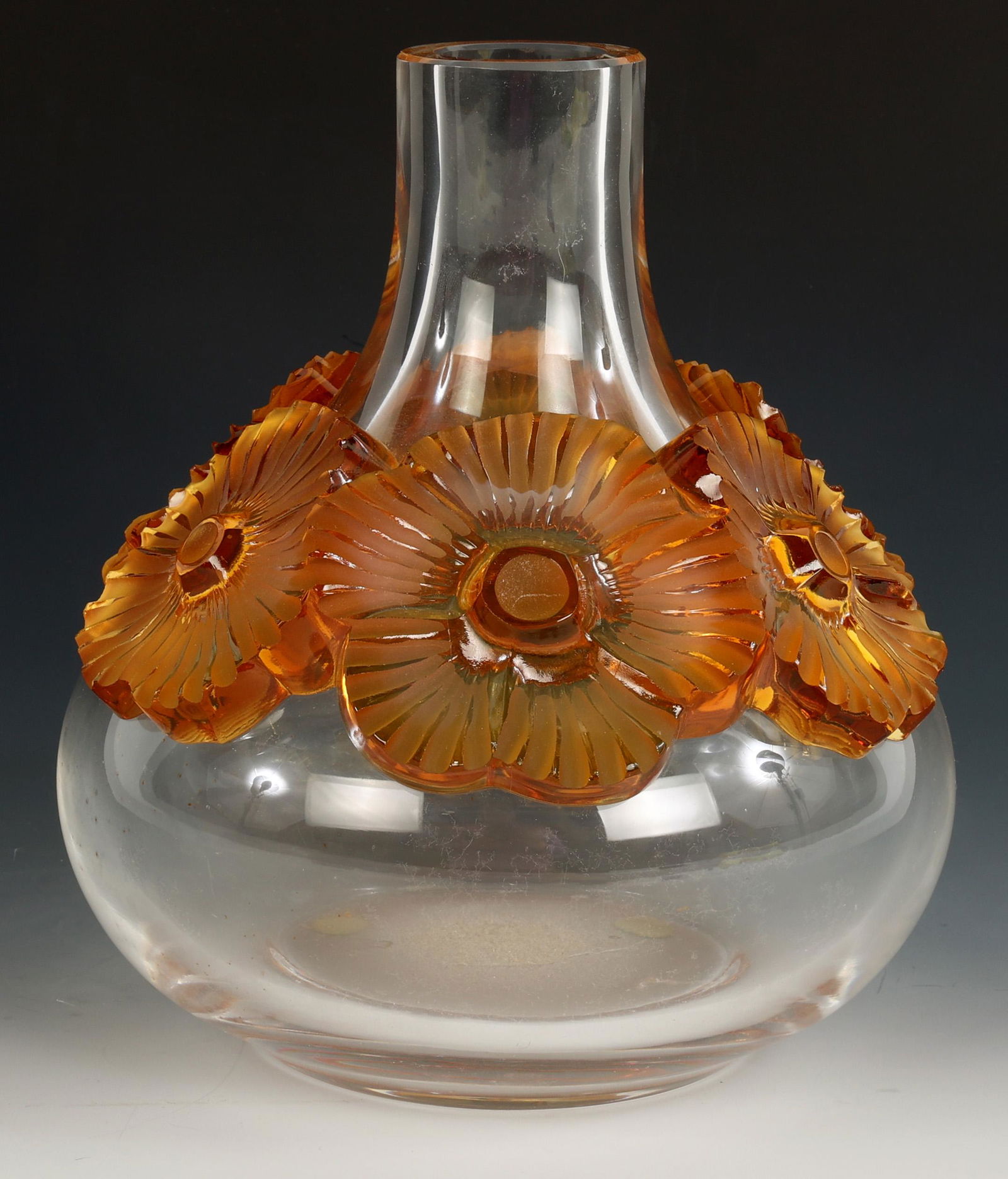 LALIQUE CRYSTAL ATOSSA AMBER VASE (1 of 5)