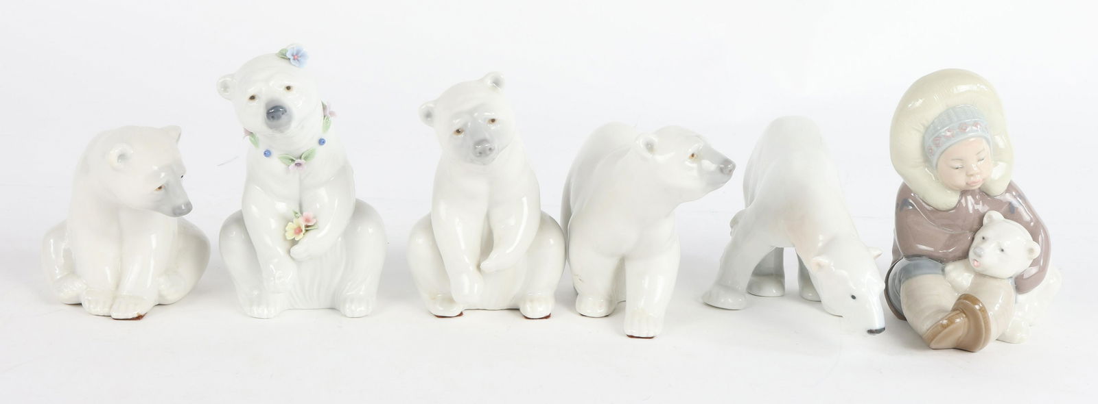 LLADRO PORCELAIN POLAR BEAR & ESKIMO PLAYING FIGURINES (1 of 6)